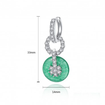 Powder makeup jade earrings AAA zircon green jade earrings earrings Korean new jewelry earrings gift women