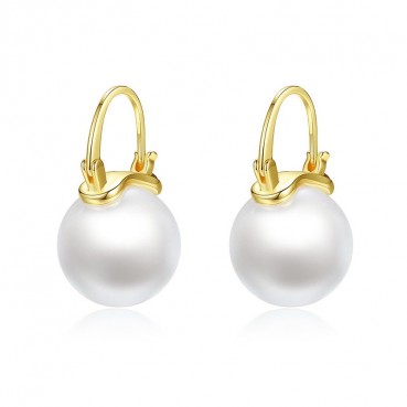 Personalized new female copper inlaid pearl earrings fashion temperament earrings