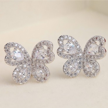 AAA zircon inlaid Korean style small jewelry earrings factory wholesale