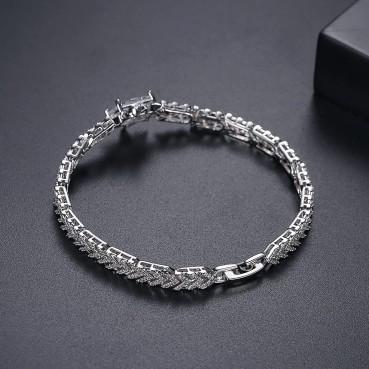 Huan Shan fashion copper inlaid zircon bracelet Korean version of real gold plating womens bracelet