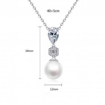 Face Necklace AAA Zircon Pearl Pendant Water Drop Necklace Necklace Korean Fashion Jewelry Manufacturer