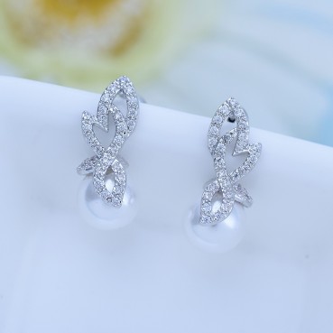 Earrings AAA zircon micro-inlaid pearls Korean style factory wholesale women