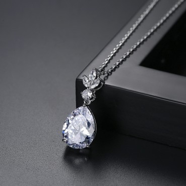 Womens new AAA zircon water drop necklace Korean style explosive fashion copper inlaid zircon factory wholesale