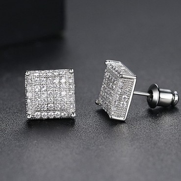 Earrings European and American fashion copper inlaid zirconium square ladies earrings earrings manufacturers wholesale