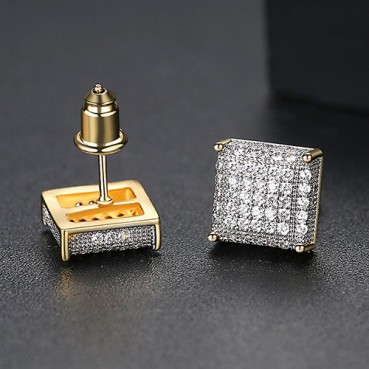 Earrings European and American fashion copper inlaid zirconium square ladies earrings earrings manufacturers wholesale