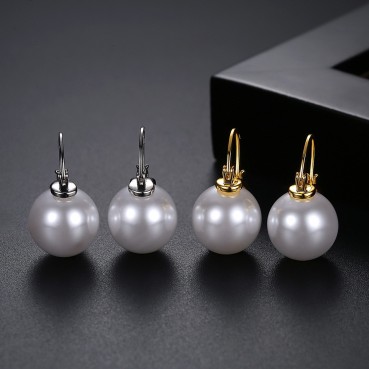 Personalized new female copper inlaid pearl earrings fashion temperament earrings