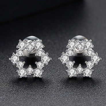 Snow White Earrings Korean Style Zircon Fashion Simple Womens Small Earrings Small Jewelry