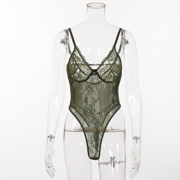 The source of the new lace mesh stitching one-piece shapewear gathers ladies one-piece