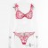 European and American womens crochet lace see-through bow sexy lingerie set