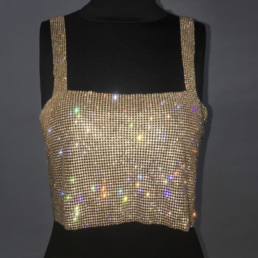 Hot new hot sale metallic sequin sexy super flash rhinestone tube top