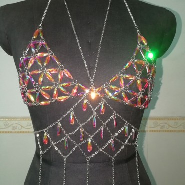 European and American sources of summer new hot style metal sequins crystal gem bra chain