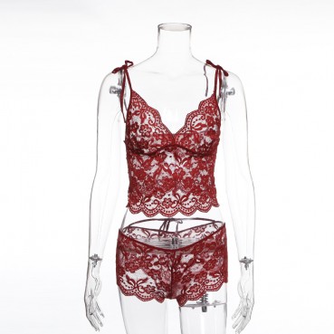 Womens sexy lace flower bandage sexy suit