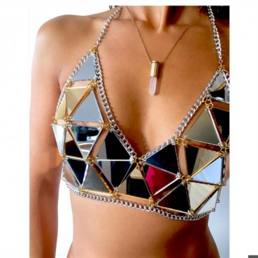 New womens super sexy acrylic sequined triangle flashing diamond bikini