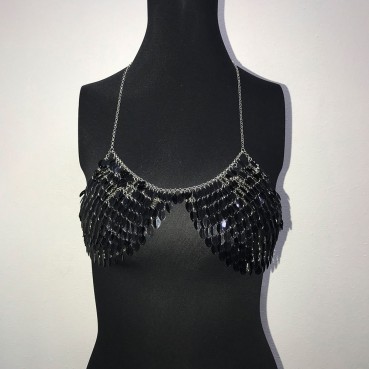 Hot sale new style womens nightclub handmade metal sequins fashion trend chest chain