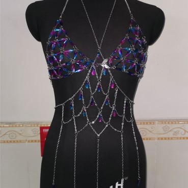 European and American sources of summer new hot style metal sequins crystal gem bra chain