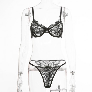 European and American sexy lace sexy lingerie set with steel ring