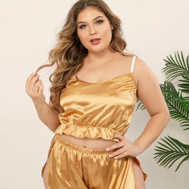 plus size new style 2021 European and American fashionable and comfortable home pajamas set