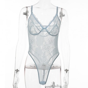 The source of the new lace mesh stitching one-piece shapewear gathers ladies one-piece