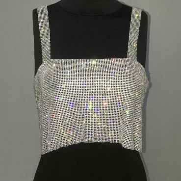 Hot new hot sale metallic sequin sexy super flash rhinestone tube top