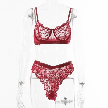 Fashion lace gather sexy lingerie female suit