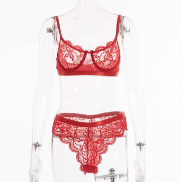 Fashion lace gather sexy lingerie female suit