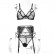 Small grid wave point sexy stitching sexy underwear three-piece suit