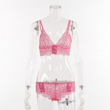 Hot summer new products hot pink lace drawstring sexy lingerie women