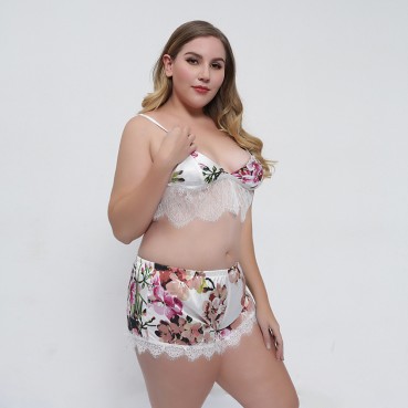 European and American womens plus size sexy lace lingerie set