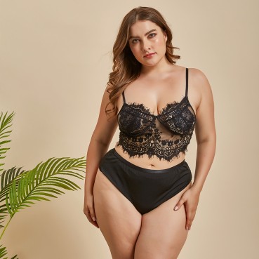 European and American womens plus size sexy lace lingerie top