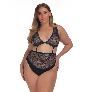 European and American womens plus size sexy lace sexy one-piece underwear