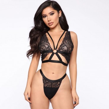 European beauty lace sexy see-through mesh sexy lingerie set