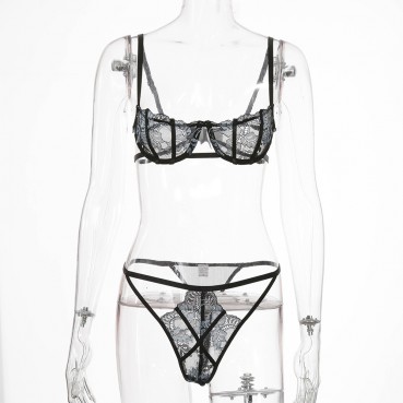 Europe and the United States 2021 lace cross garter two-piece split sexy suit