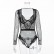 Autumn hot style long-sleeved womens lace complex stitching mesh sexy one-piece women