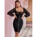 European and American long-sleeved gauze low-necked field revealing see-through dress knitted bag hip dress sexy dress