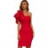 Ruffled sleeves one-shoulder dress strapless sexy red dress women