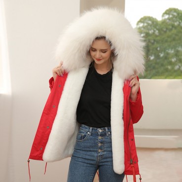 Pai overcome female winter new style raccoon fur collar detachable rabbit fur liner short small child fur