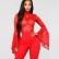 Bandage pants suit womens long-sleeved flared sleeve lace see-through jumpsuit jumpsuit