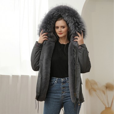 Pai overcome female winter new style raccoon fur collar detachable rabbit fur liner short small child fur