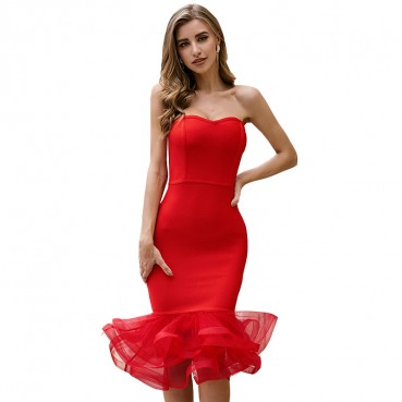 Dress high-end export bandage dress celebrity host temperament dress gauze skirt tutu skirt