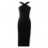 Factory Outlet Celebrity Cocktail Dress Bandage Dress European and American Split Sexy Halter Little Black Dress