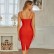 2021 new European and American red dress sexy ladies temperament sling banquet small dress bandage skirt