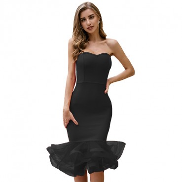 Dress high-end export bandage dress celebrity host temperament dress gauze skirt tutu skirt