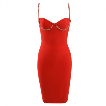 2021 new European and American red dress sexy ladies temperament sling banquet small dress bandage skirt