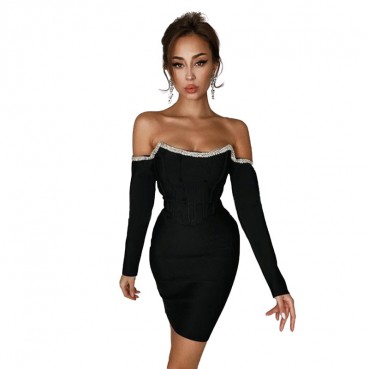 Hot selling bandage long-sleeved dress in Europe and America