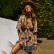 Spring/Summer 2021 new bohemian holiday print lace-up V-neck cropped short jumpsuit