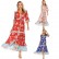 Spring and summer new womens dress with bohemian beach holiday style pleated print dress