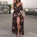 2021 new female flower pattern suspender V-neck sexy dress high slit skirt