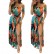 Hot selling European and American fashion color feather print long slit dress 4 colors available