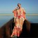 New Retro Printed Bat Sleeve V-neck Vacation Bohemian Loose Robe Dress