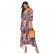 European and American new style bohemian v-neck print v-neck long-sleeved long beach dress